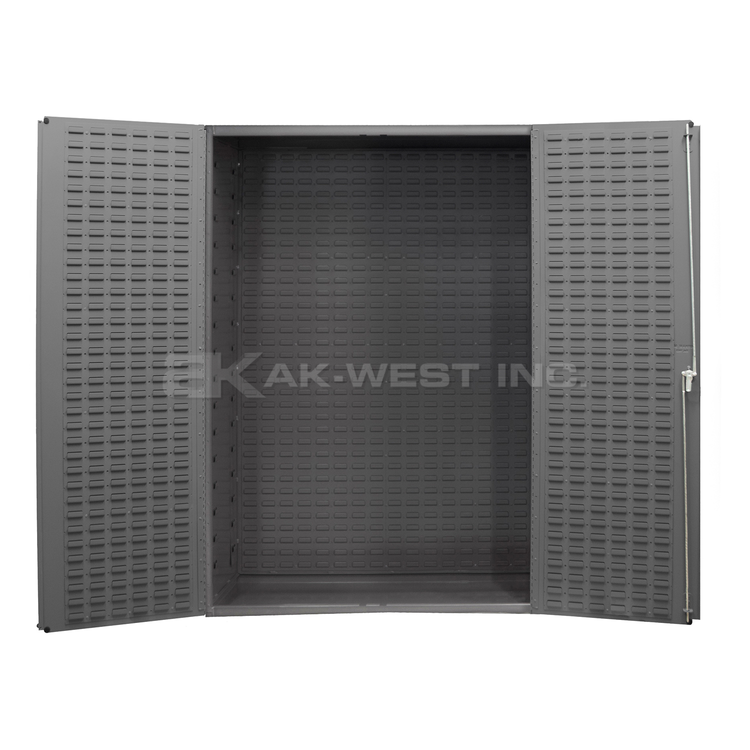 Grey, 48" x 24" x 72" Heavy Duty, 14Ga. Steel, Lockable, Flush Door, Customizable Cabinet w/ Louvered Doors and Back