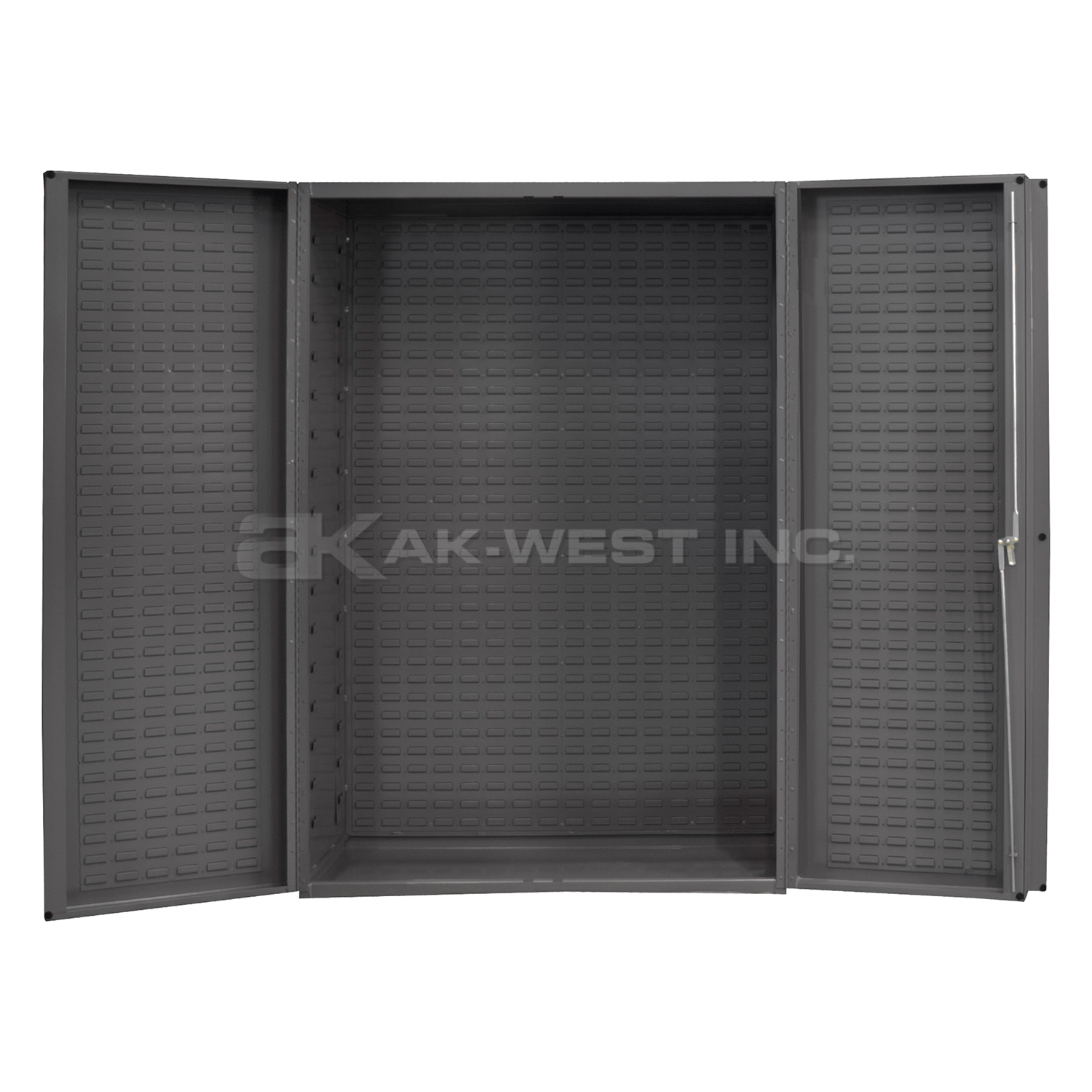 Grey, 48" x 24" x 72" Heavy Duty, 14Ga. Steel, Lockable, 4" Box Door, Customizable Cabinet w/ Louvered Doors and Back